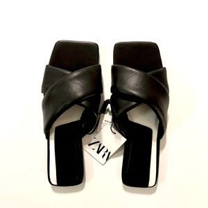 Zara Black Leather Sandal